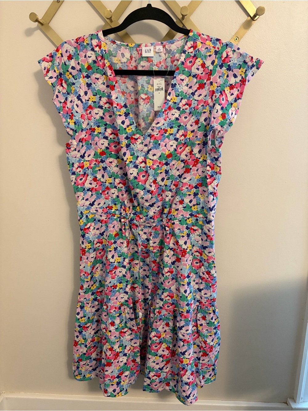 GAP Multicolor Floral Wrap Dress - Pink, Blue, Green, Yellow
